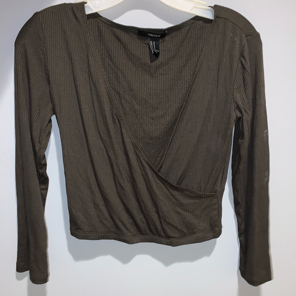 Olive wrap crop top
